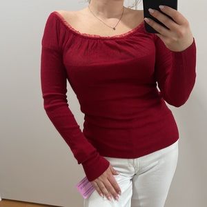 *NWT* Necessary Objects Scoop Neck Red Long Sleeve Sweater
